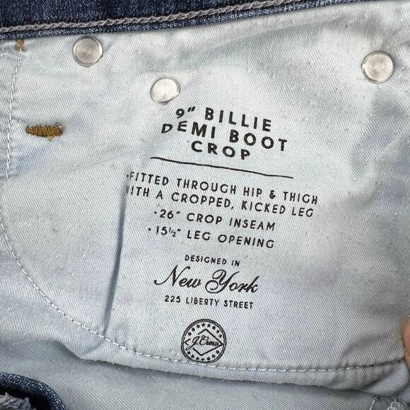 J. Crew 9” Billie Demi Boot Crop Dark Wash Fray Hem Button Fly 26 Inseam Size 28 - Picture 8 of 16